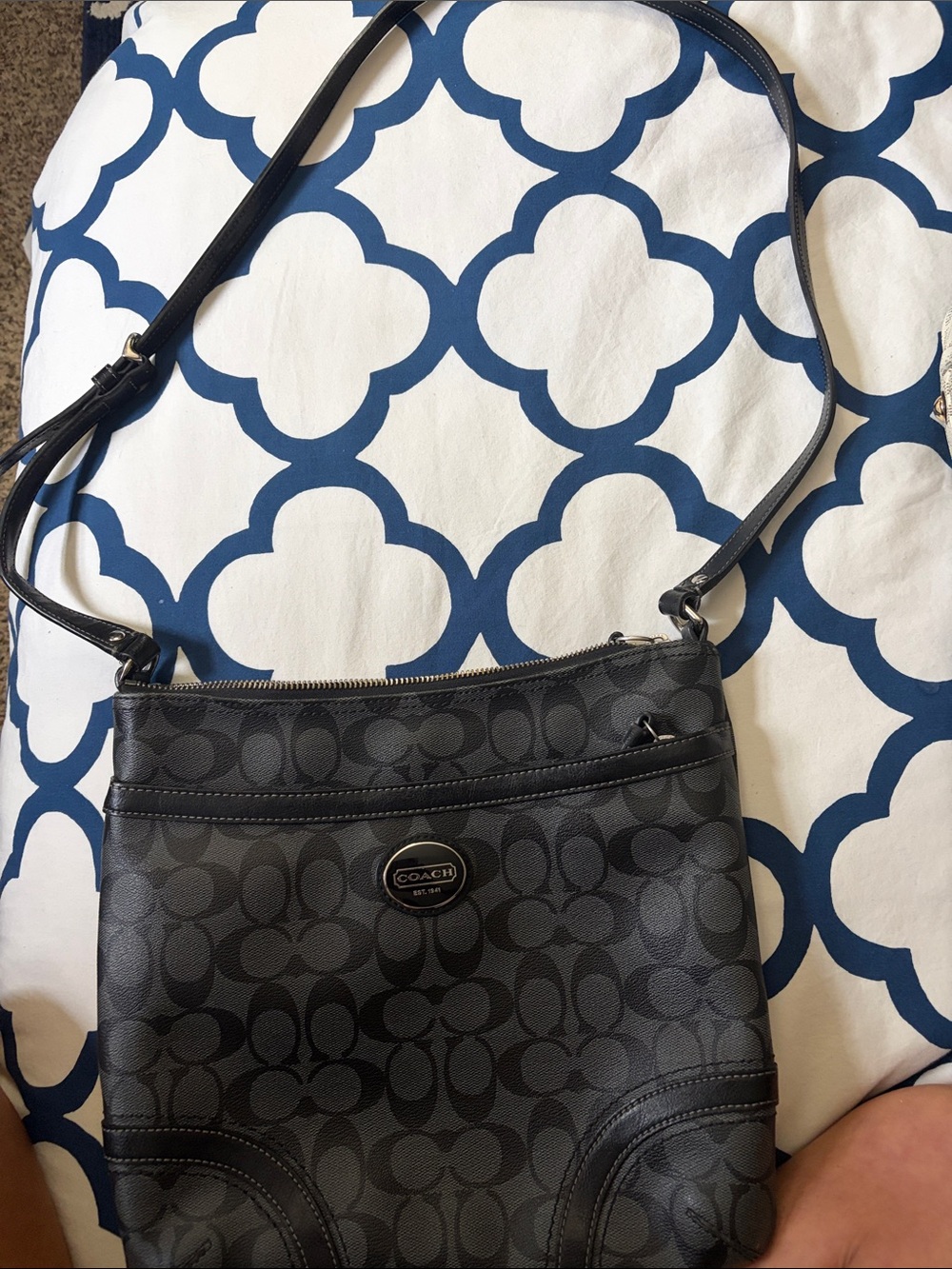 Coach Black Signature Monogram Crossbody Bag